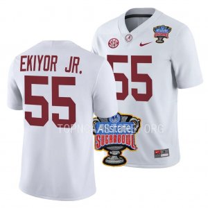 Men's Alabama Crimson Tide #55 Emil Ekiyor Jr. White 2022 Sugar Bowl NCAA College Football Jersey 2403WNST7